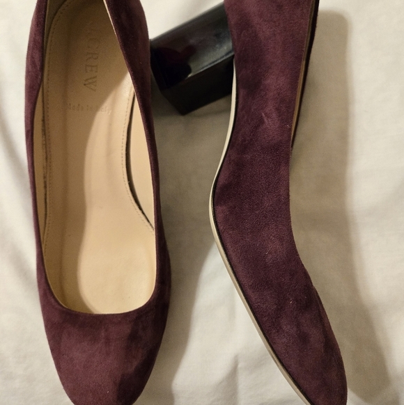 J Crew Lucite Heels in Suede Vintage Cabernet 8 - Picture 2 of 4